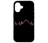 Carcasa para iPhone 16 Niñas Mujeres Senderismo ECG Heartbeat Pulse Line Trekking Lover
