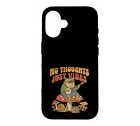 Carcasa para iPhone 16 No Thoughts Just Vibes Frog Mindfulness Meditation Mushroom