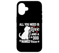 Carcasa para iPhone 16 Nombre de Perro Personalizado Watson Lindo Perro Amante de Las Mascotas