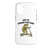 Carcasa para iPhone 16 Off to Praise The Lord Funny Christian Meme Frog Humor