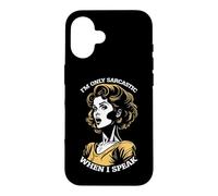 Carcasa para iPhone 16 Only Sarcastic Speak Funny Sarcasm Cita Retro Pop Art Woman