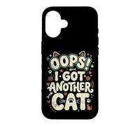 Carcasa para iPhone 16 Oops! I Got Another Cat Fun Kitten Lover Retro Mujeres Gato Mamá