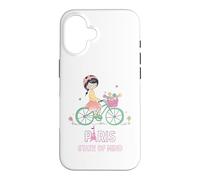 Carcasa para iPhone 16 París Mente Bicicleta Chica Torre Eiffel Estética Viaje Amor