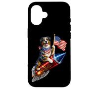 Carcasa para iPhone 16 Pastor Australiano Australiano 4 de Julio Bandera Estadounidense