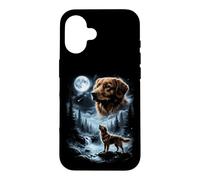 Carcasa para iPhone 16 Pato de Nueva Escocia Tolling Retriever Aullando a la Luna 90