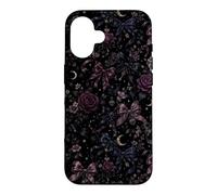 Carcasa para iPhone 16 Patrón de Luna botánica Vintage con diseño Floral, Estilo Bow Coquet
