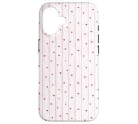 Carcasa para iPhone 16 Patrón De Rayas Corazón Rosa Rojo Elegante Diseño De Línea Vertical