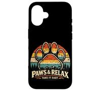 Carcasa para iPhone 16 Paws and Relax - Pata de Perro, diseño Vintage
