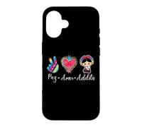 Carcasa para iPhone 16 Peace Love Adelita Funny Mexican Spanish Saying México Team