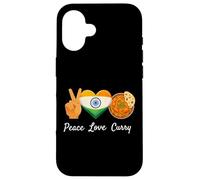 Carcasa para iPhone 16 Peace Love Curry Amante de la Comida India