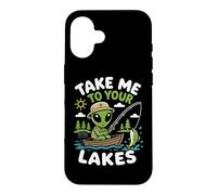 Carcasa para iPhone 16 Pesca Alien Lago Vida Pescador OVNI Secuestro Nave Espacial