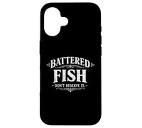 Carcasa para iPhone 16 Pescado rebozado No lo mereces Divertido Mariscos Juego de Palabras Humor