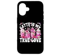 Carcasa para iPhone 16 Pink Latte Mug Set True Love For Women Valentines Coffee