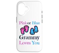 Carcasa para iPhone 16 Pink Or Blue Grammy Loves You Baby Girl Or Boy Pronto