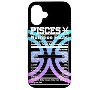 Carcasa para iPhone 16 Piscis Información Nutricional Signo del Zodíaco Astrología Azul Púrpura