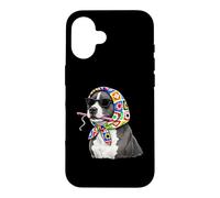 Carcasa para iPhone 16 Pitbull Pittie Dog Granny - Hilo Cuadrado para Ganchillo
