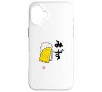 Carcasa para iPhone 16 Plus みず（mizu）×ビール Divertida de caligrafía con Letras