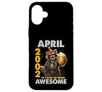 Carcasa para iPhone 16 Plus 24th Birthday Raccoon Beer April 2002 Vintage 24 Years Old