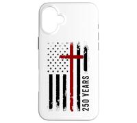 Carcasa para iPhone 16 Plus 250 Years Christian Faith Cross 1776-2026 Birthday American