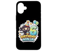 Carcasa para iPhone 16 Plus 6 años cumpleaños Ninja Boys Six 6th Sexto Kids Party Cute
