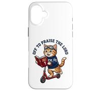 Carcasa para iPhone 16 Plus A alabar al Señor, Divertido Gato Cristiano, Scooter, fe