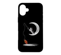 Carcasa para iPhone 16 Plus A Cat Fishing on The Crescent Moon Funny Cats Lovers Fisher