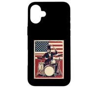 Carcasa para iPhone 16 Plus Abraham Lincoln Baterista Bandera de Estados Unidos Patriotic Rock