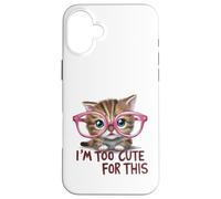 Carcasa para iPhone 16 Plus Adorable Gatito con Gafas y Cita Linda