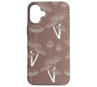 Carcasa para iPhone 16 Plus Aesthetic Cottagecore Vintage Mushroom Garden Brown