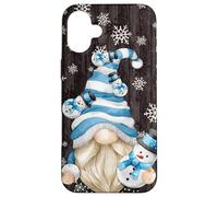 Carcasa para iPhone 16 Plus Aesthetic Snowflake Pattern with Snowman and Winter GNOME