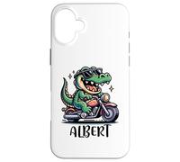 Carcasa para iPhone 16 Plus Albert Fun Alligator - Diseño de Motocicleta para niños con Nombre Albert