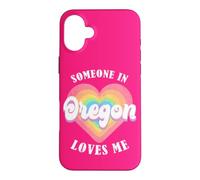 Carcasa para iPhone 16 Plus Alguien en Oregon Me ama Corazón Retro Groovy