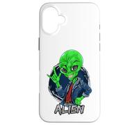 Carcasa para iPhone 16 Plus Alien Rockstar Funny Martian Outer Space Sci Fi Invasión