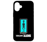Carcasa para iPhone 16 Plus Alien Standing In Doorway Surrealista Sci Fi Design