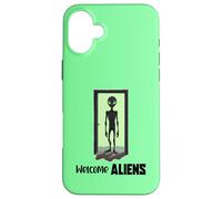 Carcasa para iPhone 16 Plus Alien Standing In Doorway Surrealista Sci Fi Design