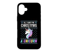 Carcasa para iPhone 16 Plus All I Want For Christmas Is A Unicorn Ugly Sweater Christmas Fun