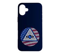 Carcasa para iPhone 16 Plus All-Seeing Eye - Bandera patriótica de Estados Unidos - Ojo y pirámide