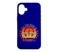 Carcasa para iPhone 16 Plus All You Need Is Music Retro Auriculares Clave de Sol