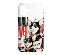 Carcasa para iPhone 16 Plus Amante de los Perros Chihuahua Power, pequeños Pero poderosos