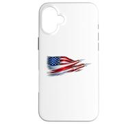 Carcasa para iPhone 16 Plus American Patriotic Fighter Jets USA Flag ondeando el 4 de Julio