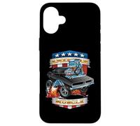 Carcasa para iPhone 16 Plus American Pride Classic Muscle Car Hot Rod, Dibujos Animados de los años Sesenta