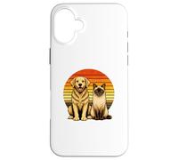 Carcasa para iPhone 16 Plus Amistad Retro de Gato siamés Golden Retriever