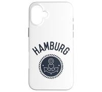Carcasa para iPhone 16 Plus Ancla de Recuerdo del Elba de Hamburgo con corazón