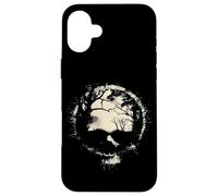 Carcasa para iPhone 16 Plus Anillo de Calavera de Bosque y Luna Surrealista Ghostly Gothic Horror Graphic