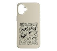 Carcasa para iPhone 16 Plus Animales Salvajes de la Frontera Americana Vintage Sketch Collage