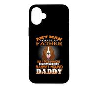 Carcasa para iPhone 16 Plus Any Man Can Be A Father Basset Hound Daddy Funny Dog Dad