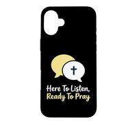 Carcasa para iPhone 16 Plus Aquí para Escuchar Listo para Orar Consejero Cristiano