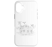 Carcasa para iPhone 16 Plus Arca de Noé - Gráfico de Historia bíblica para Colorear de fe para niños (Blanco)