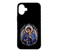 Carcasa para iPhone 16 Plus Arcángel Miguel Manto Azul Arte Sagrado Devocional