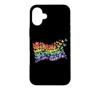 Carcasa para iPhone 16 Plus Arco Iris Bandera Mariposas Gay Orgullo Mes Arte Homosexualidad
